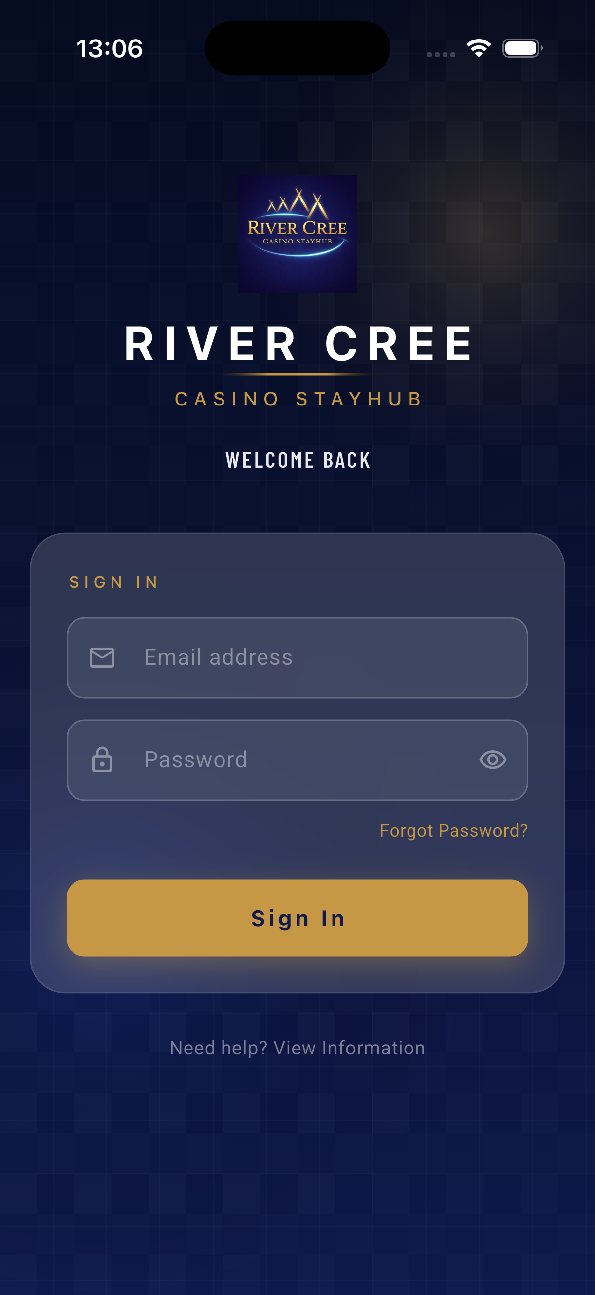 StayHub Login Screen